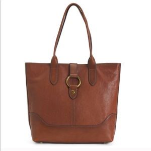 FRYE NWT leather ring tote cognac